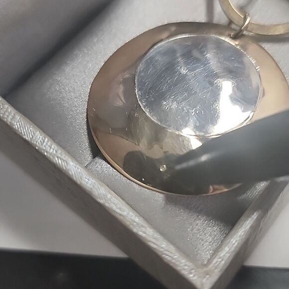 12K GF Signed PJ Sterling 925 Collar Necklace Unique Design Circle Gold Silver - Picture 6 of 7